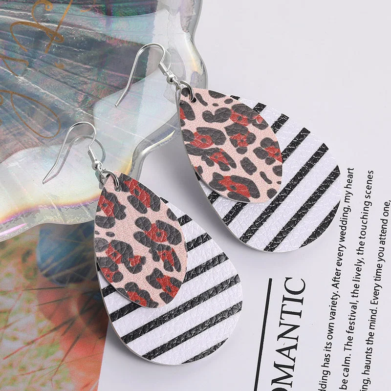 Layered Leopard and Stripe Earrings