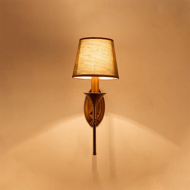 1/2-Bulb Bedroom Wall Mounted Lamp Countryside Army Green Sconce Lighting with Conic Fabric Shade