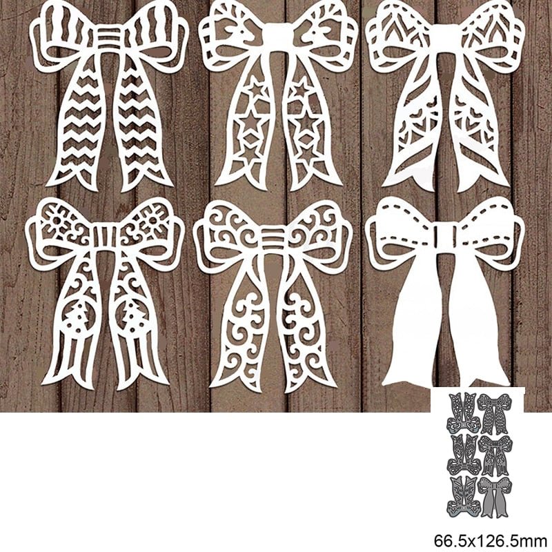 6pcs Bow Christmas Metal Cutting Dies For DIY Scrapbook Cutting Die Paper Cards Embossed Decorative Craft Die Cut New