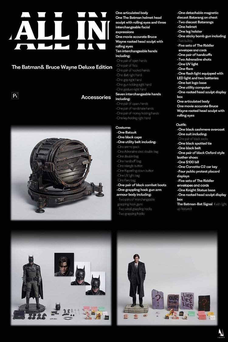Preorder InArt The Batman & Bruce Wayne 1:6 Scale Collectible Figure (Deluxe Edition ) (Rooted Hair)