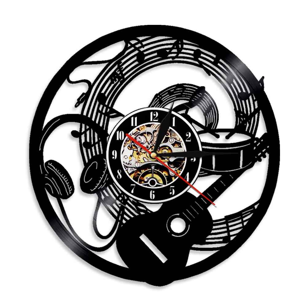 

Music Notes Wave Headphone - Vinyl Record Wall Clock - Without LED, 501 Original
