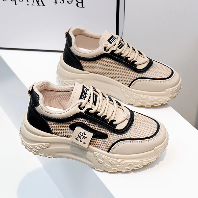 Tanguoant Tanguoant Shoes Female 2025 Summer New Ins Wind Korean Version Student Shoes Thick Platform Heighten Casual Sports Shoes Female XW 026