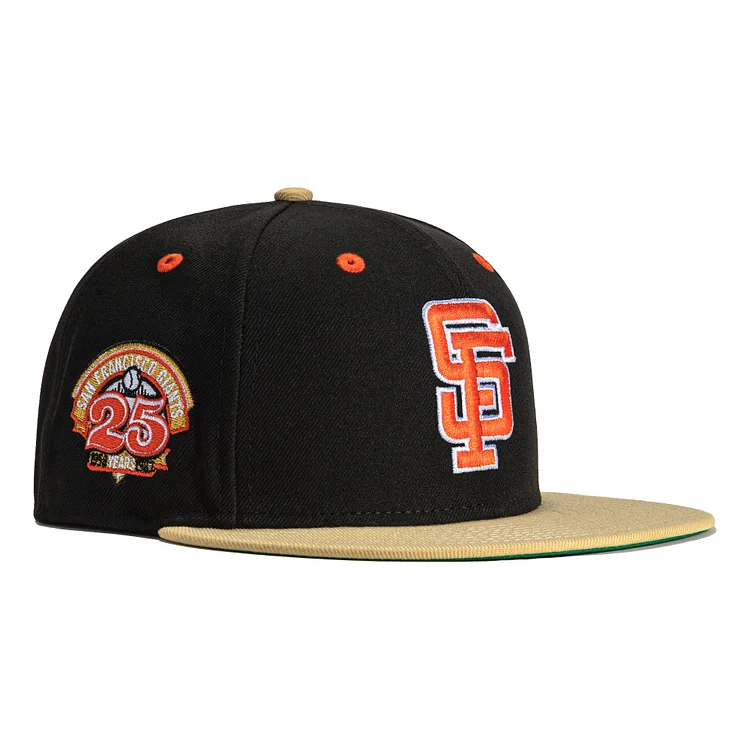 Exclusive New Era 59Fifty Big Easy San Francisco Giants 25th Anniversary Patch Hat- Black, Tan QueenFunky