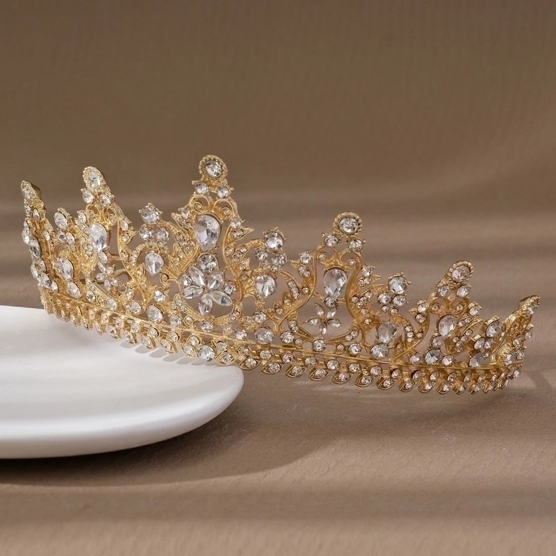 Retro Water Droplets Alloy Inlay Rhinestones Crown