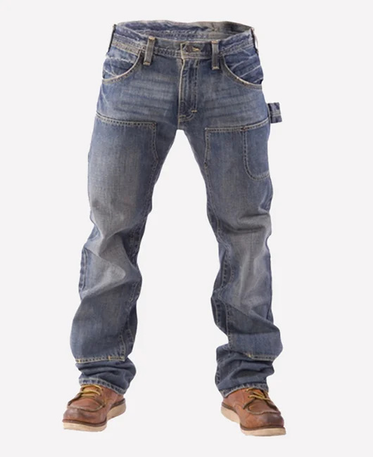 Casual Washed Pockets Design Denim Straight Leg Cargo Jeans 