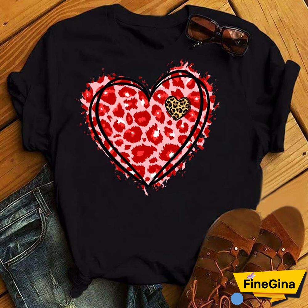 Maycaur Fashion Women T Shirt Love Heart Printed T Shirt Casual Red Tops 90s Valentine's Shirt Female Harajuku Graphic Tshirt