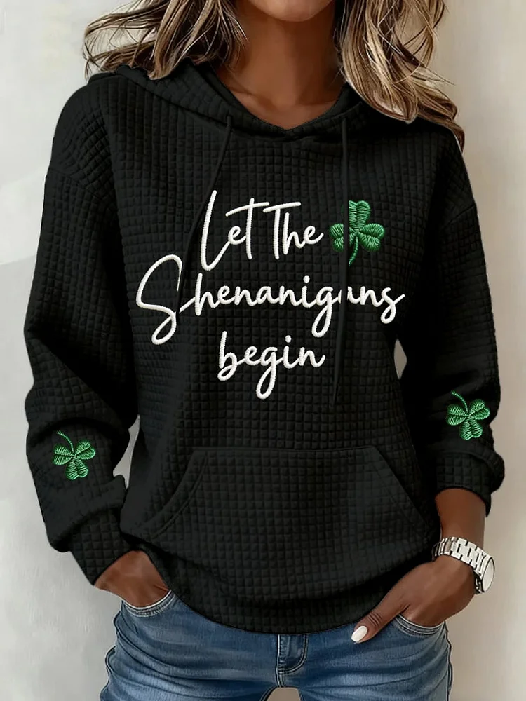 Women's  Let Shenanigans Begin Printed Hooded Sweatshirt  socialshop