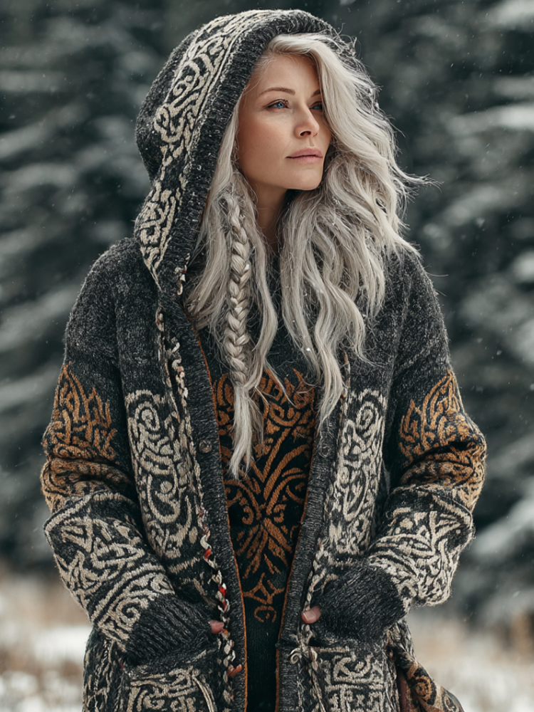 Viking Style Women's Thick Sweater Coat