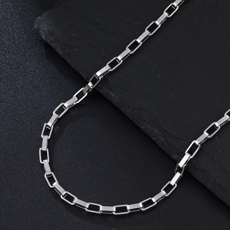 1 Men’s Fashion Casual Silver Stainless Steel Box Chain