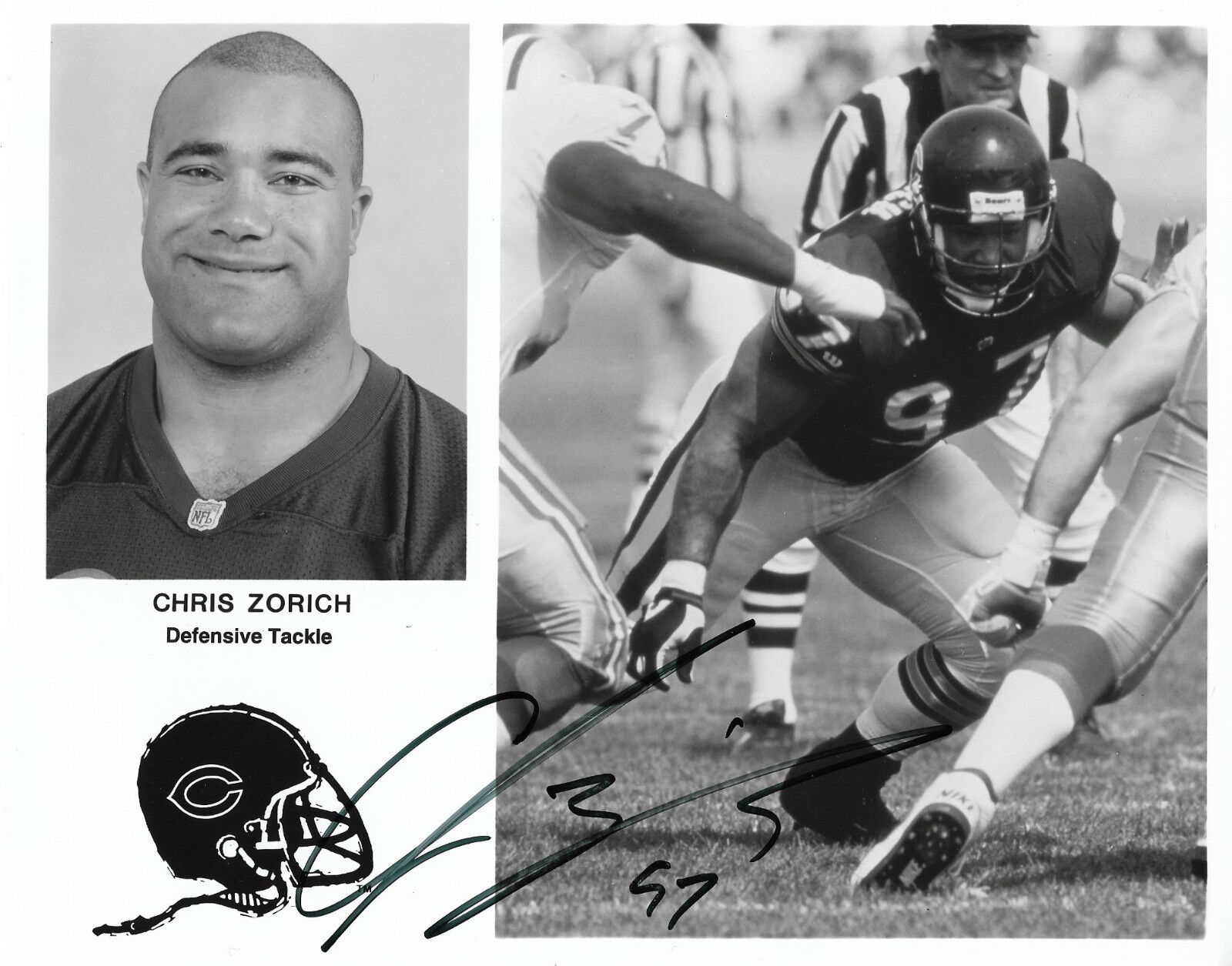 CHRIS ZORICH HAND SIGNED AUTOGRAPHED 8X10 FOOTBALL Photo Poster painting WITH COA VERY RARE