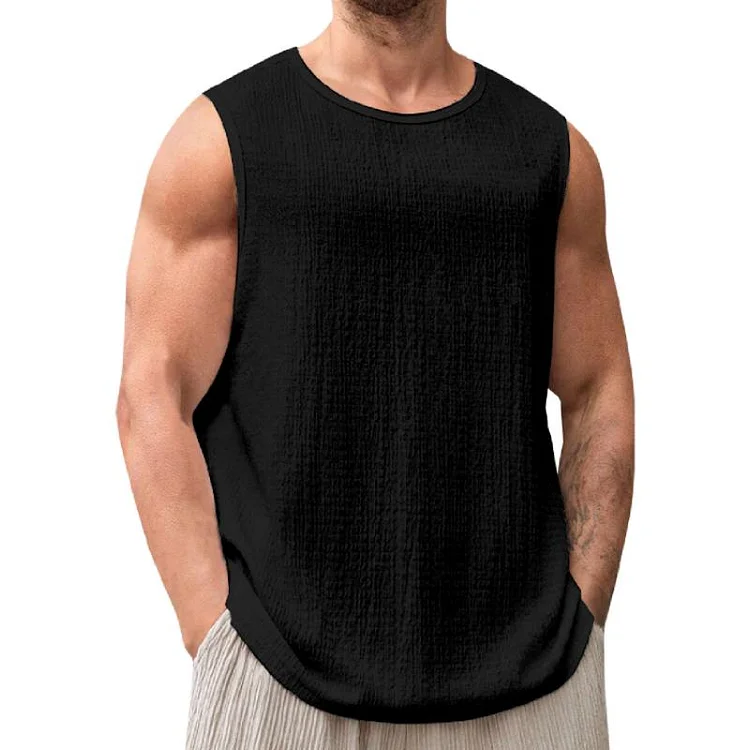 Men's Solid Color Round Neck Sleeveless Tank Top 41836163Y