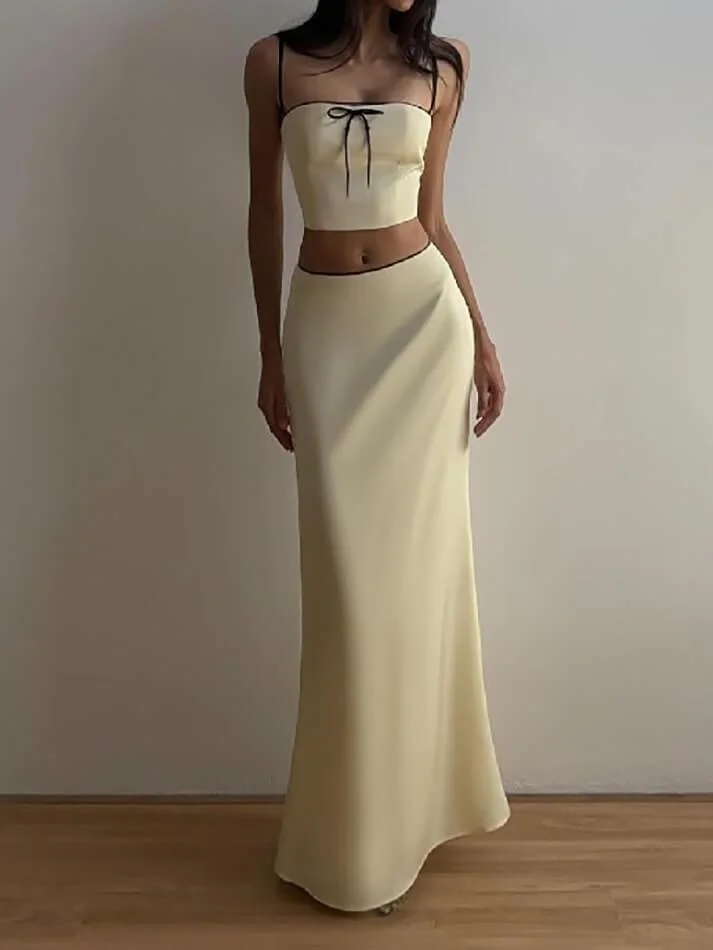 Brownm Lace Cami Top &amp; Maxi Skirt Two Piece