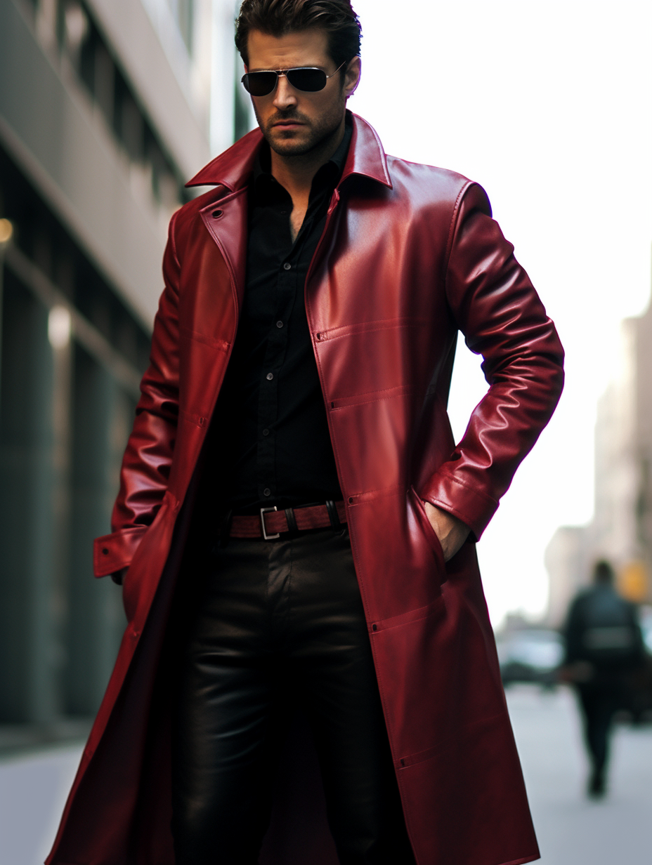 Red Long Leather Jacket