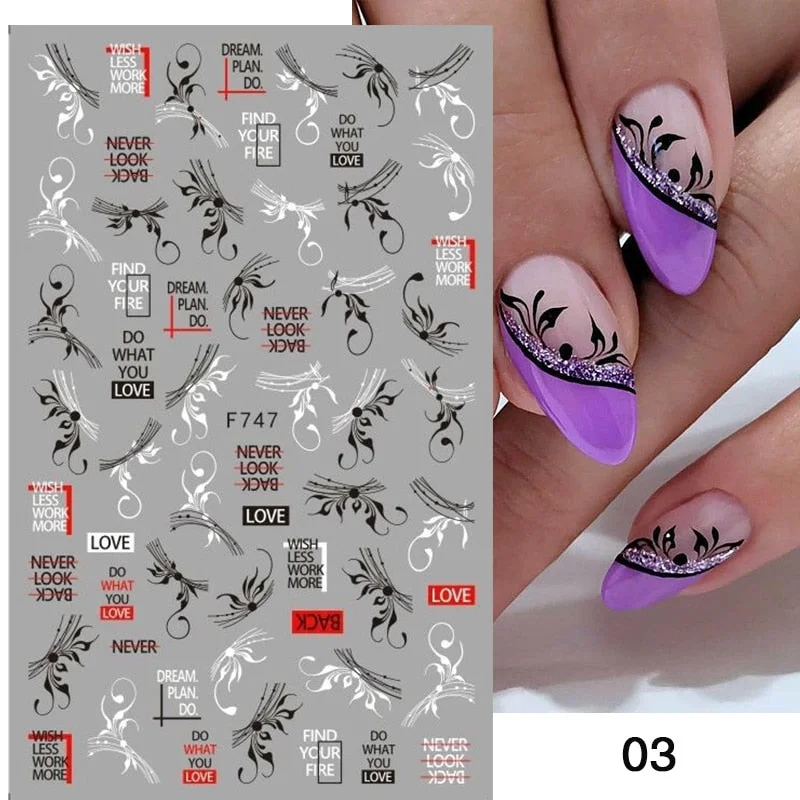 1PC Abstract Face Pattern 3D Nail Stickers Summer Autumn Lady Image Flower Leaves Sliders Decals For Nails Decoration Manicures