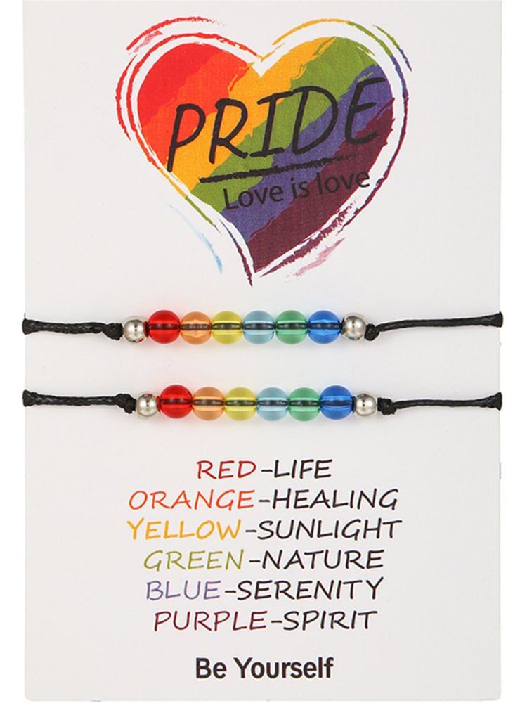 Comstylish Rainbow Pride Beaded Couple Bracelets