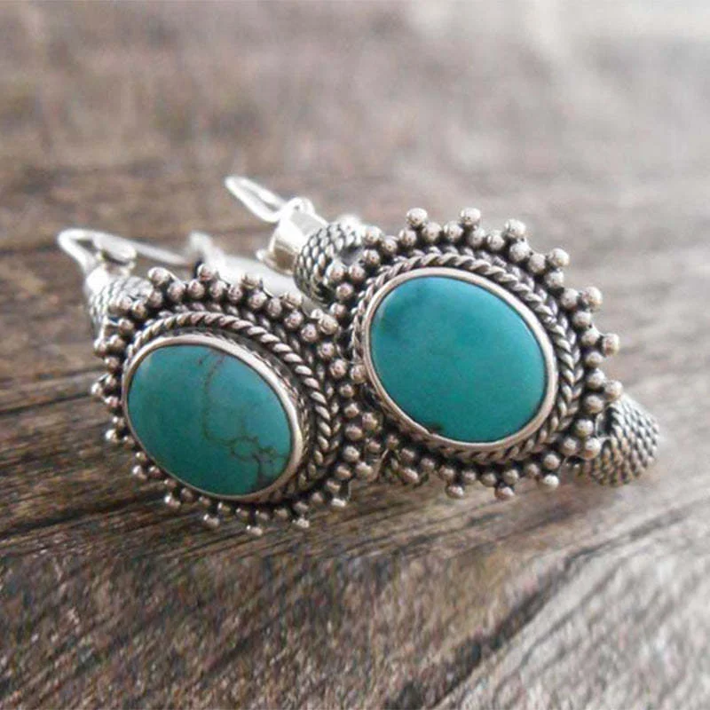 Ethnic style malachite turquoise earrings