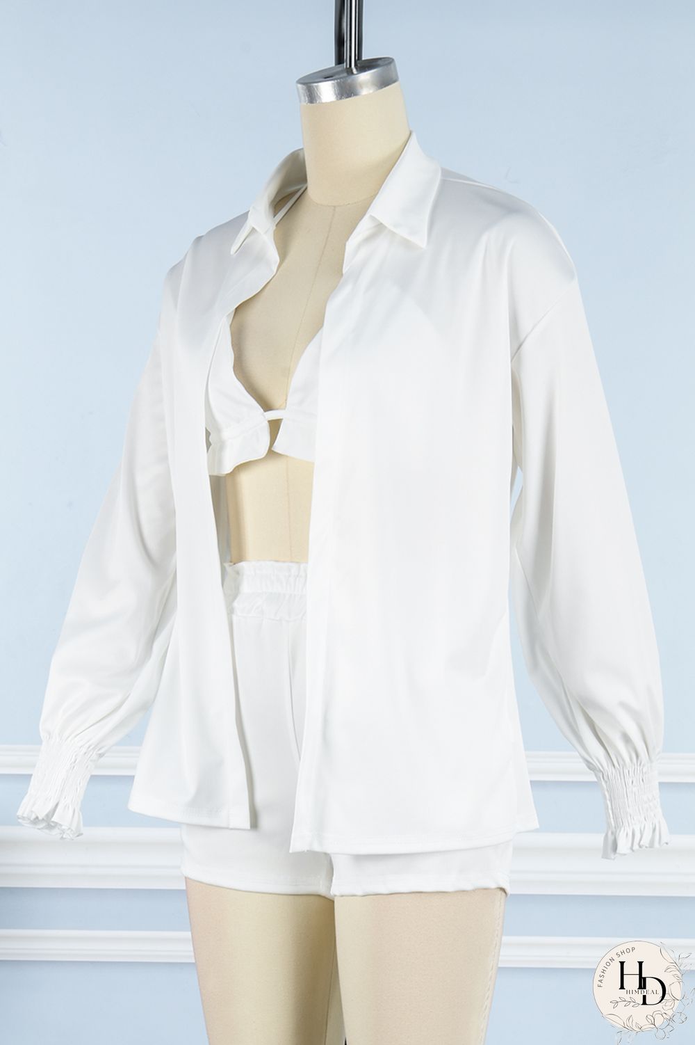 White Sexy Casual Print Solid Basic Long Sleeve Three Piece Set