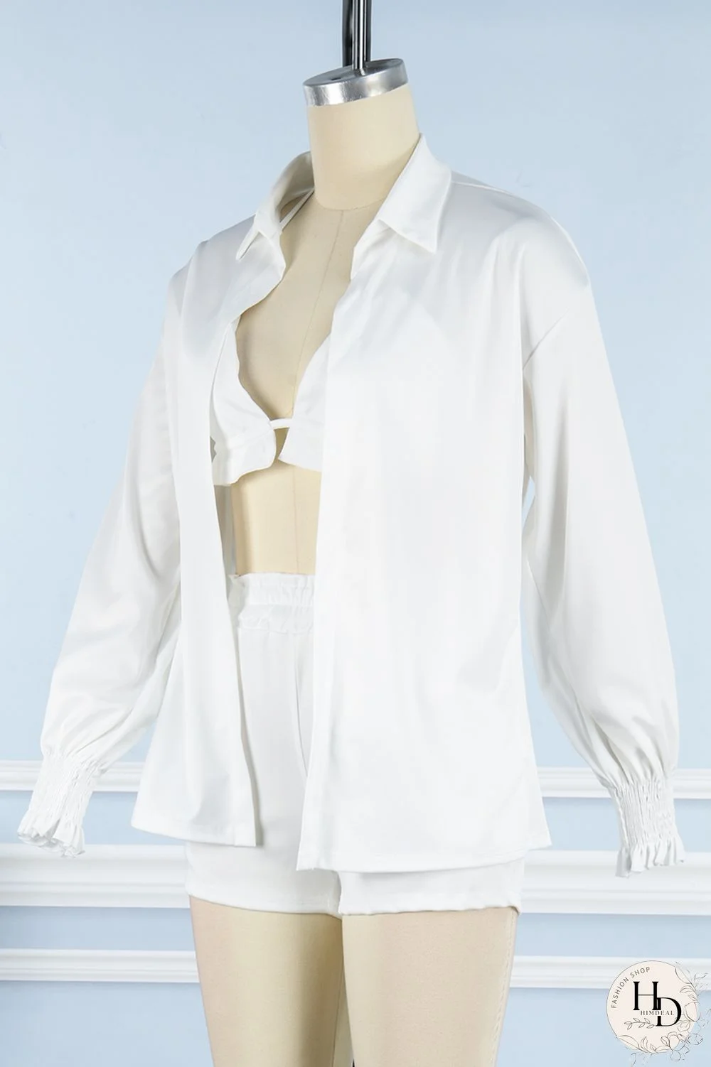 White Sexy Casual Print Solid Basic Long Sleeve Three Piece Set