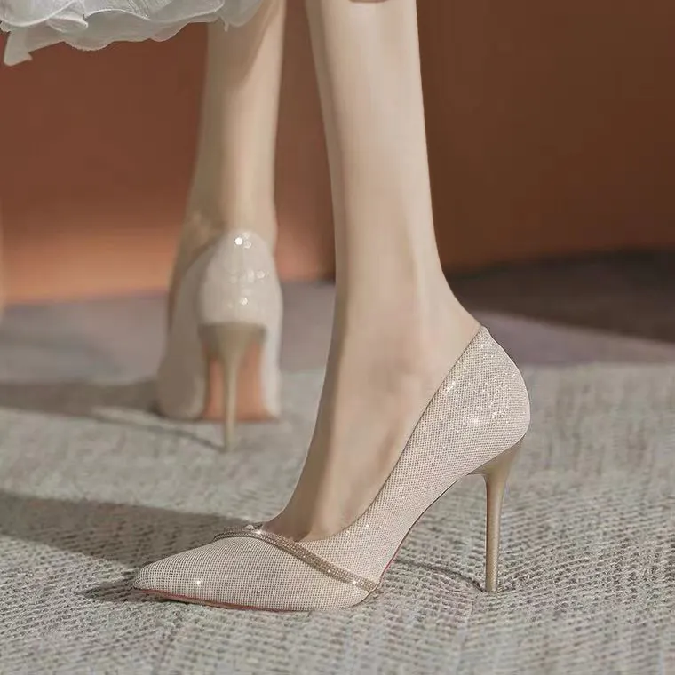 Breakj Breakj Sense Single Shoes Fine Heel New Pointed Small High Heels 2025 Spring And Autumn Heel Squint Small Women's French Women Shoes