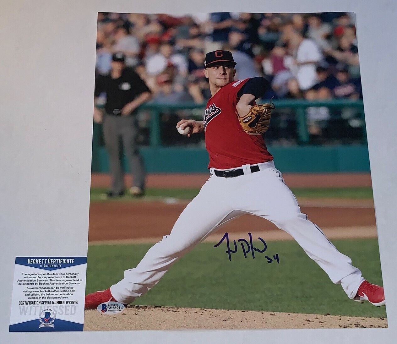 Zach Plesac signed Cleveland Indians 11x14 Photo Poster painting #3 Beckett Witnessed