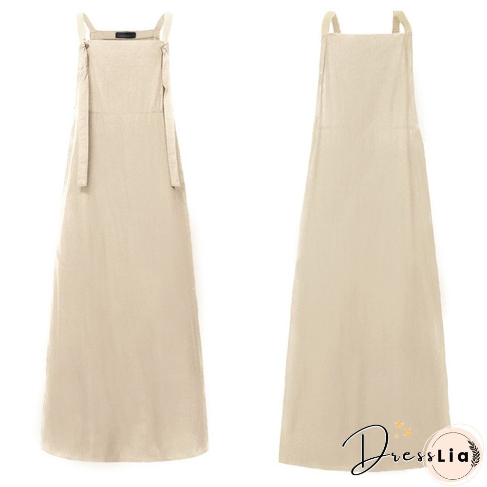 Women Summer Plus Size Strappy Maxi Sundress Loose Solid Pinafore Overalls Holiday Dress Oversized