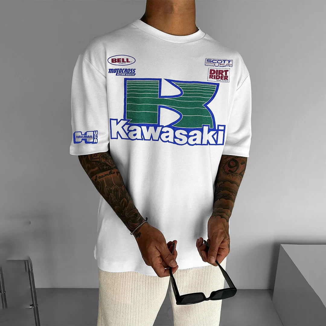Loose Motorcycle Print T-shirt