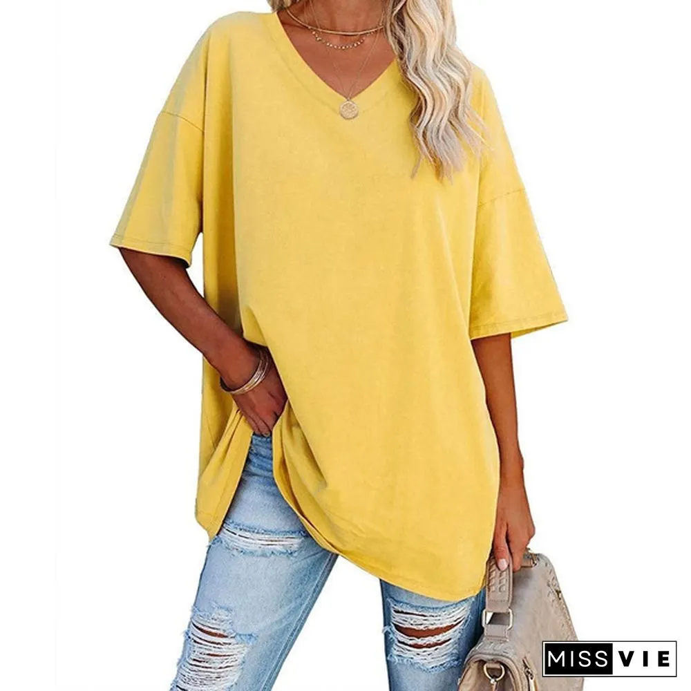 XS-8XL Spring Summer Tops Plus Size Fashion Clothes Womens Casual Short Sleeve Tee Shirts