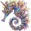 Purple Crystal Twin Seahorses Special Shaped 5D DIY Partial Drill Diamond Painting Kits for Adults Beginners Home Decor Diamonds Dots Gem Art Kits Diamond Art Kit 11.81 X11.81inch