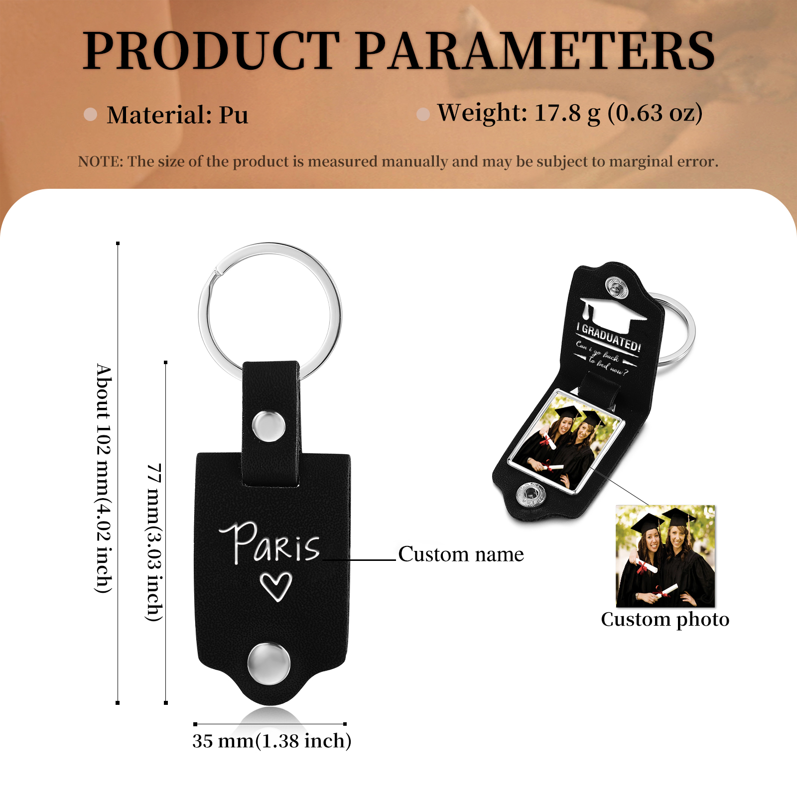 Personalised Graduation Leather Keychain Custom Name & Photo Keychain Graduation Gift - Can I Go Back To Bed Now-Jessemade AU