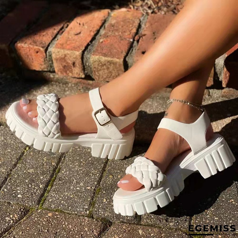 White Fashion Casual Patchwork Solid Color Round Out Door Shoes | EGEMISS