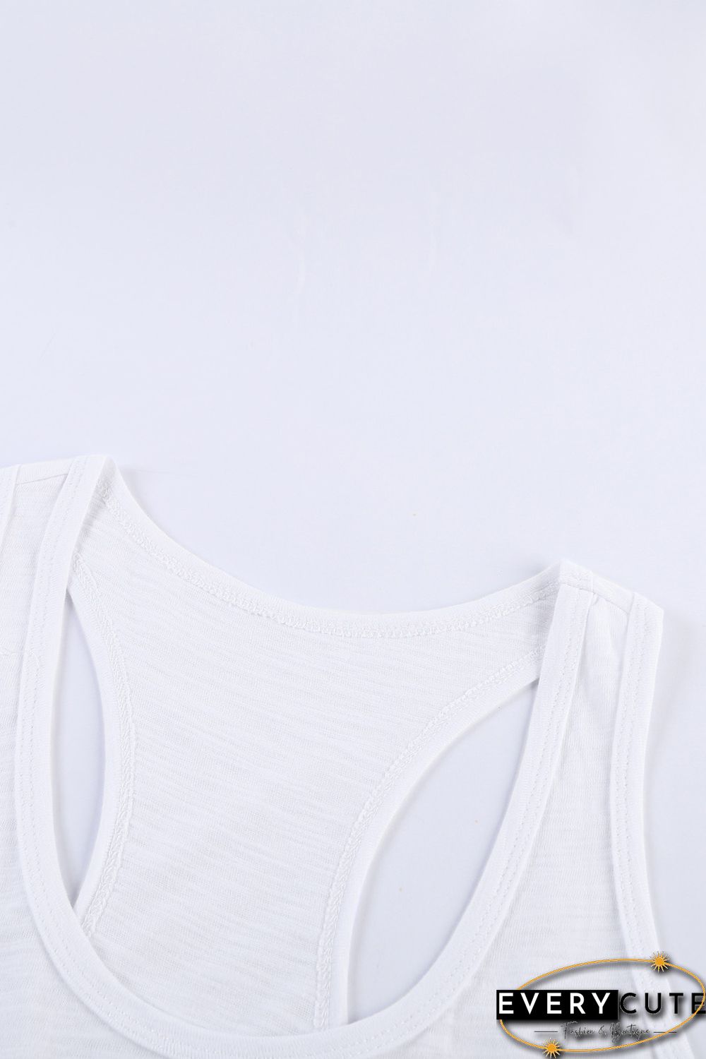 Blank Apparel - White Scoop Neck Basic Solid Tank Top