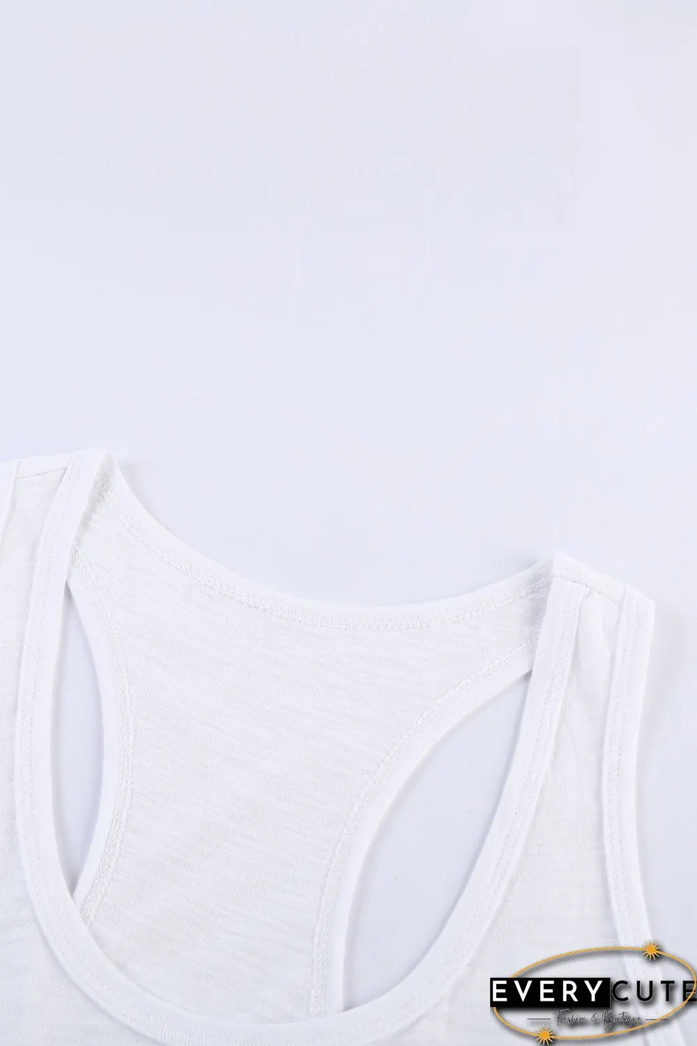Blank Apparel - White Scoop Neck Basic Solid Tank Top