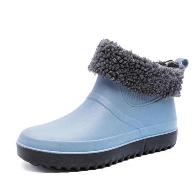 Fishing Plush Ankle Boots PU Waterproof Orthopedic Shoes For Men