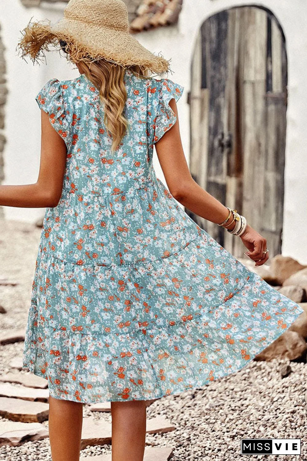Fashion Floral Print Casual Mini Dress