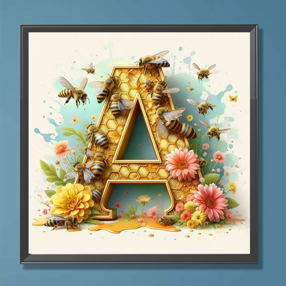 Full Round Diamond Painting 30*30cm - Bee Letter A