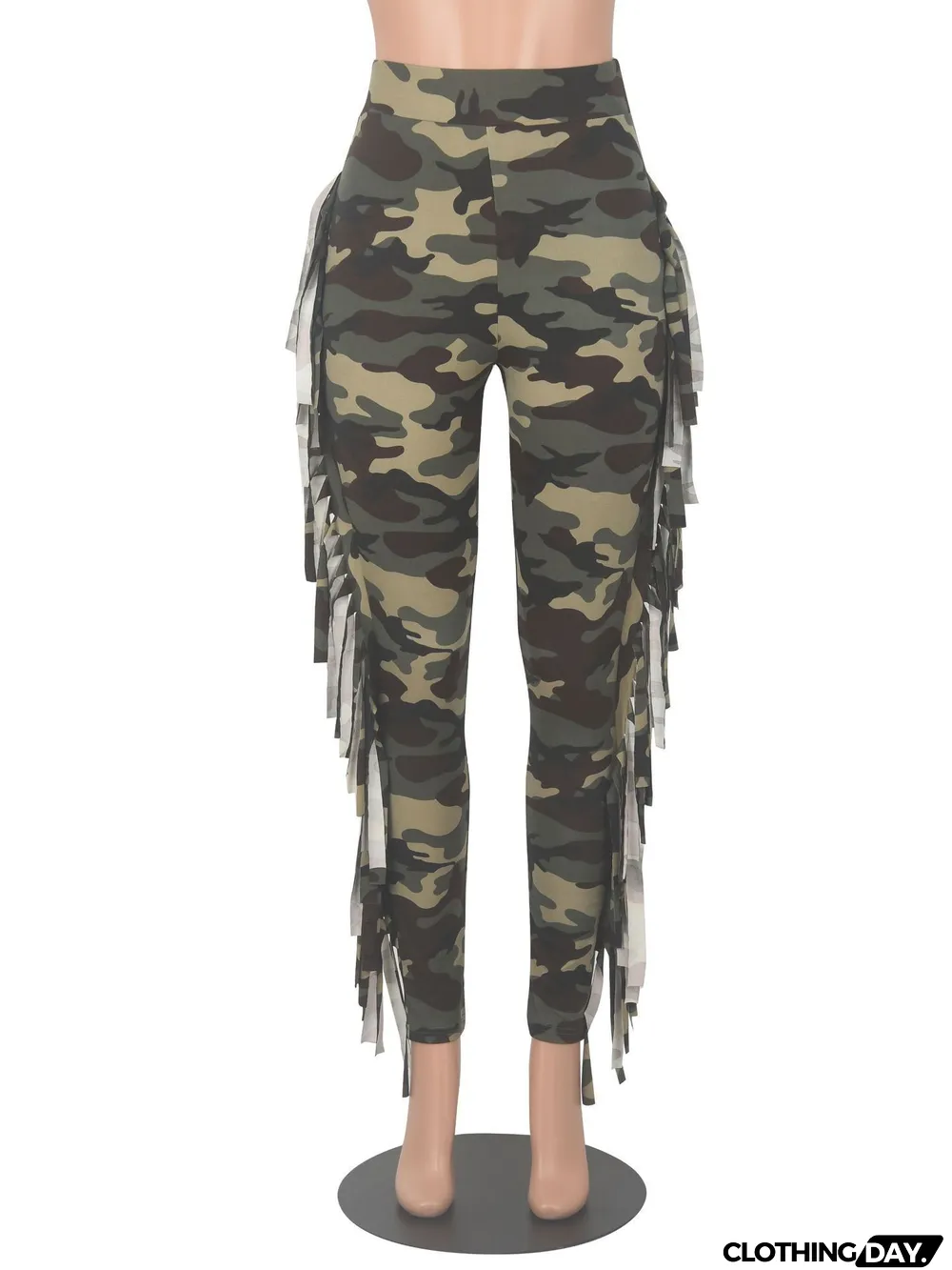 Tight Camouflage Tassel Pants