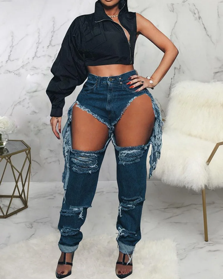 Ripped High-rise Jeans