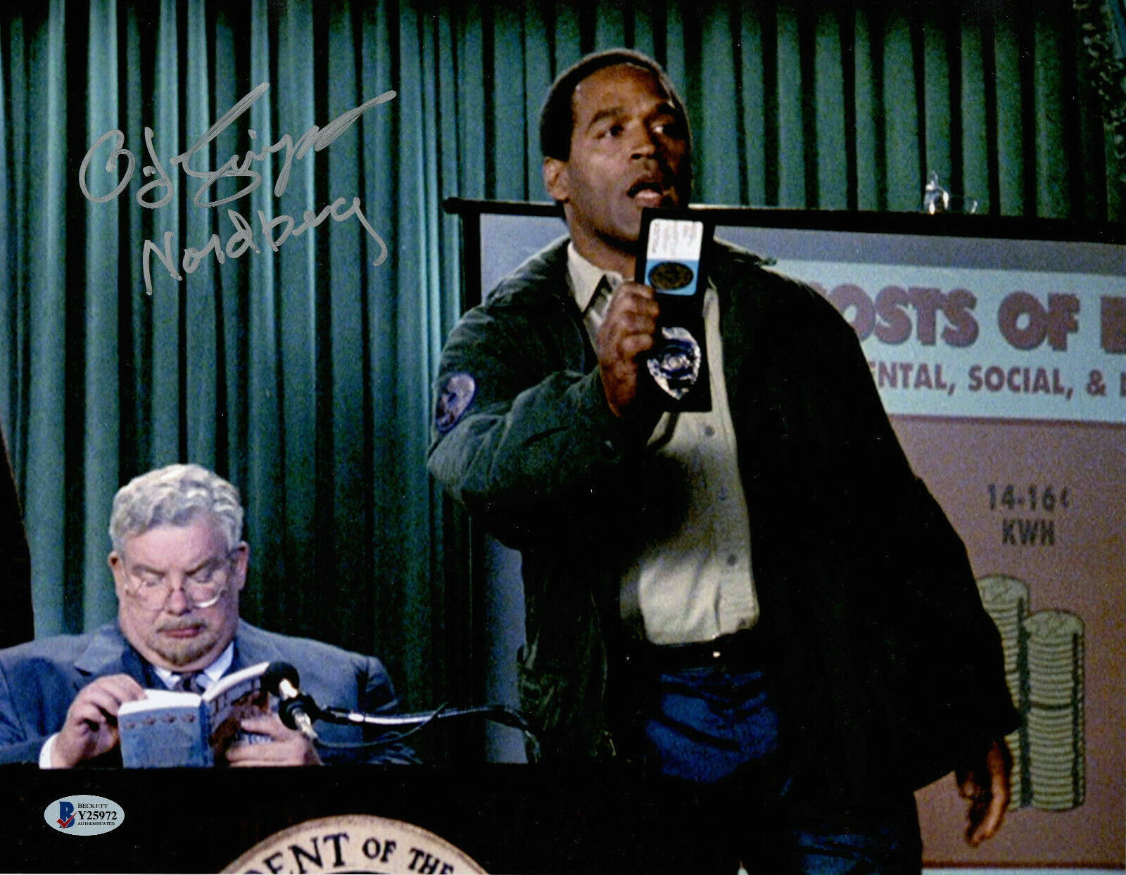 OJ Simpson as Nordberg in The Naked Gun signed 11x14 Photo Poster painting BAS Beckett COA