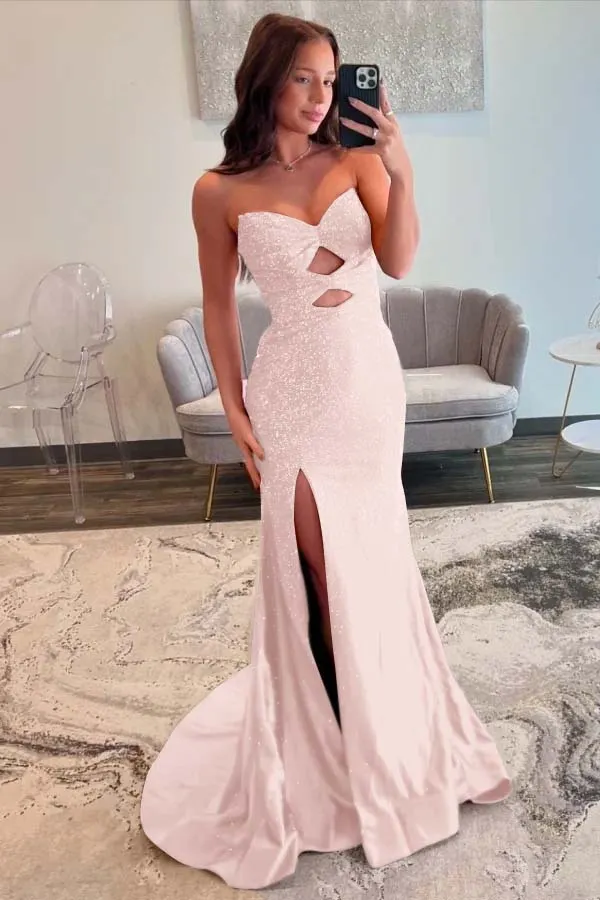 Halter Ruched Wisteria Sleeveless Prom Dress with Split main image 1