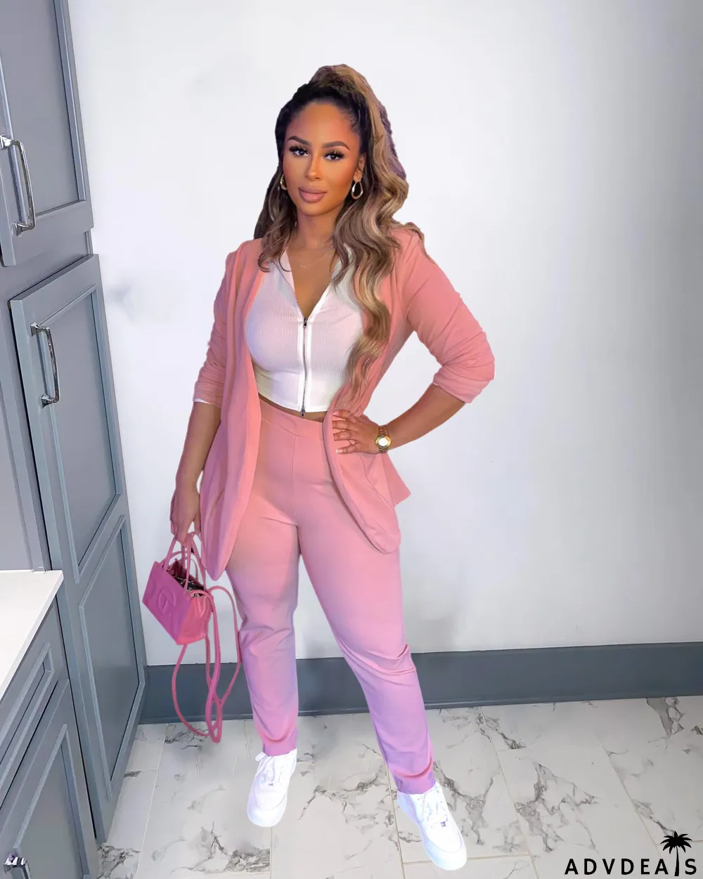 Solid Long Sleeve Coat And Pants 2 Piece Sets