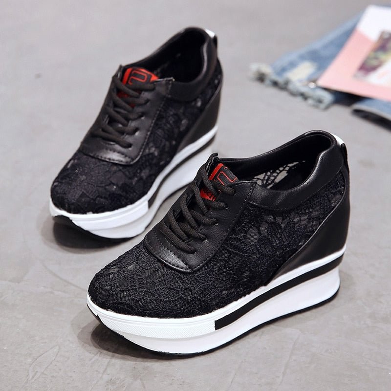 Hot Sales 2020 Summer New Lace Breathable Sneakers Women Shoes Comfortable Casual Woman Platform Wedge Shoes