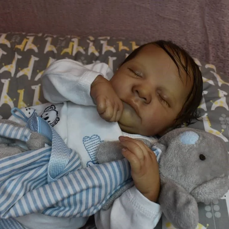  Soft Weighted Body Reborn Black Boy Toddlers Cullen 20" Biracial Reborn Boy Doll Set,with Bottle and Pacifier - Reborndollsshop®-Reborndollsshop®