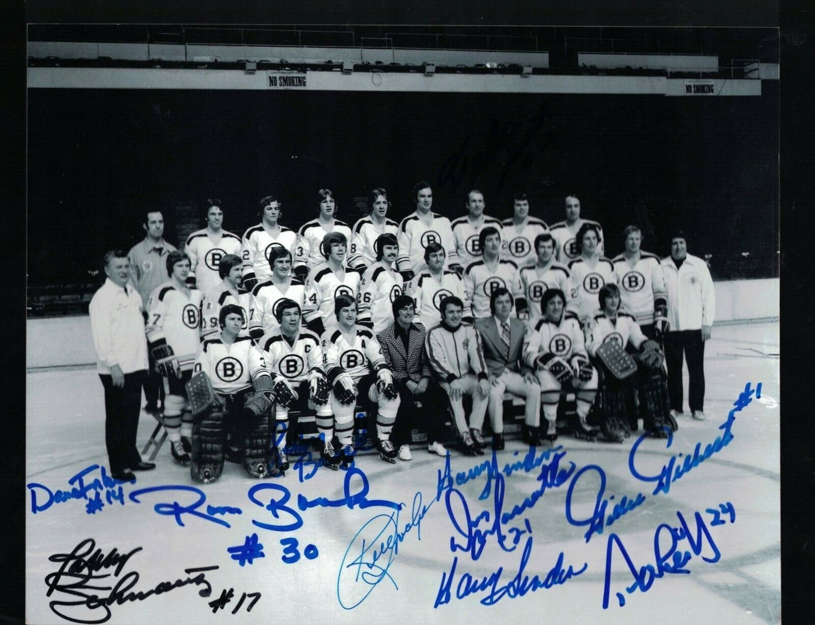 1973-74 Boston Bruins Team Photo Poster painting Signed by 11 W/Our COA