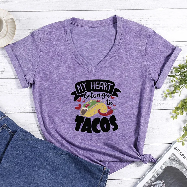 Valentines Day Tacos V-neck T Shirt-Annaletters