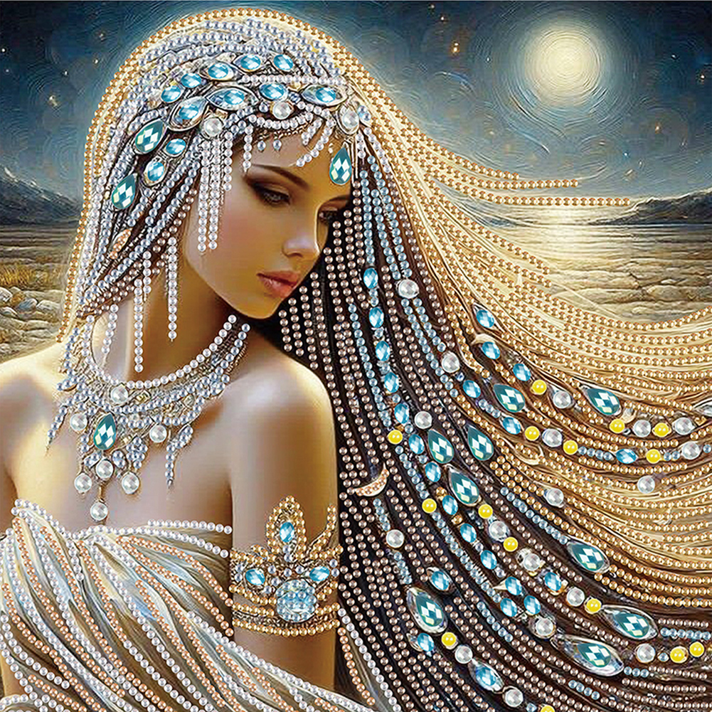 Gorgeous And Elegant Lady 30*30cm(canvas) special shaped drill diamond painting