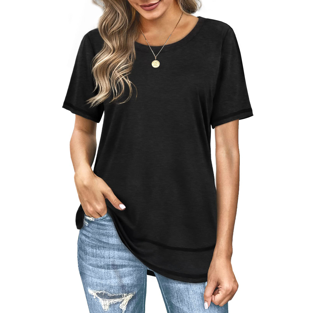 Women Leisure Solid Cotton T-shirt