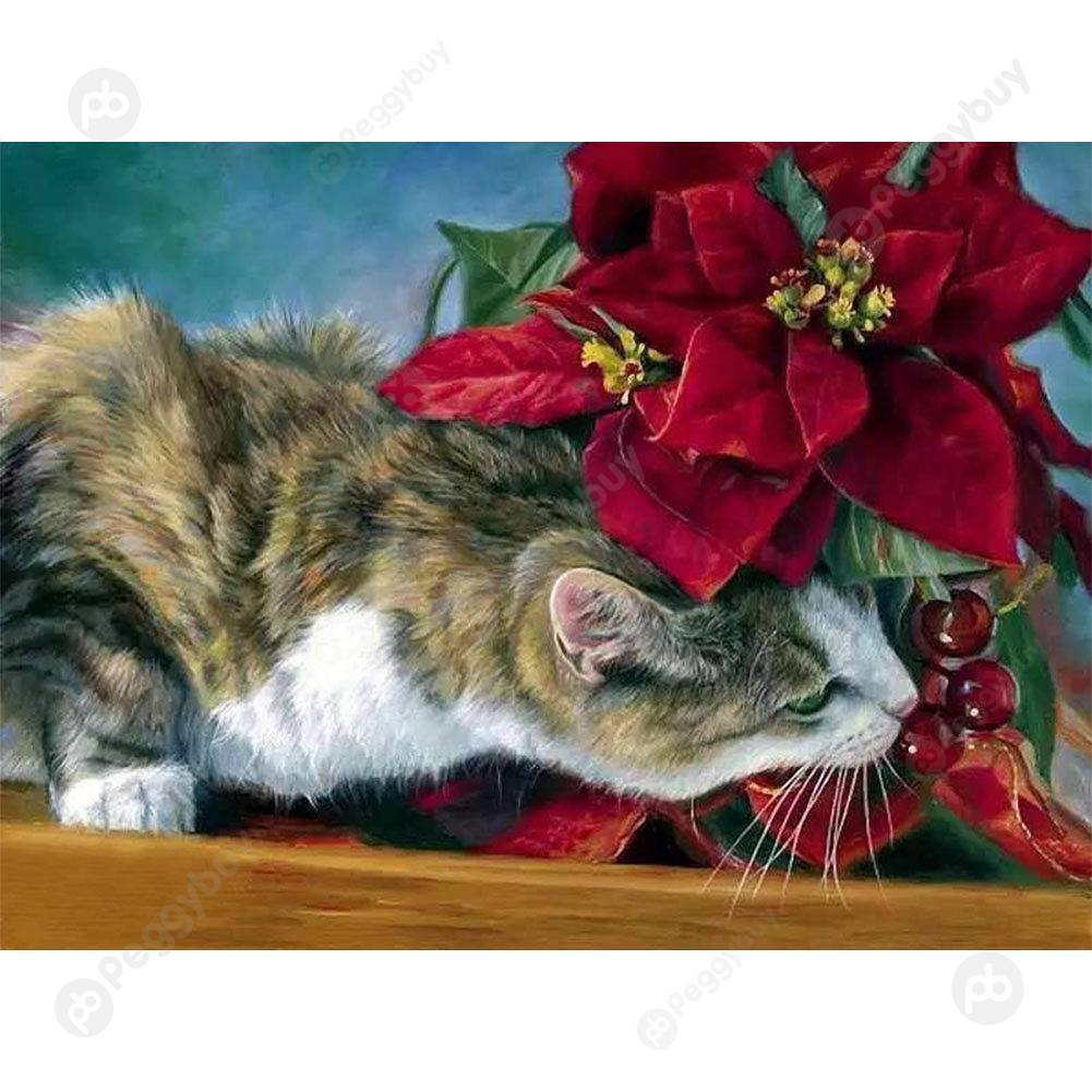 

40*50CM Paint By Numbers-Flower Cat, 501 Original