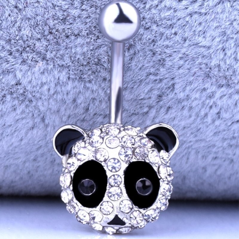 1pcs folk-custom panda navel ring Diamonds Pandas  belly button bar barbell piercing jewelry US Mall Lifes