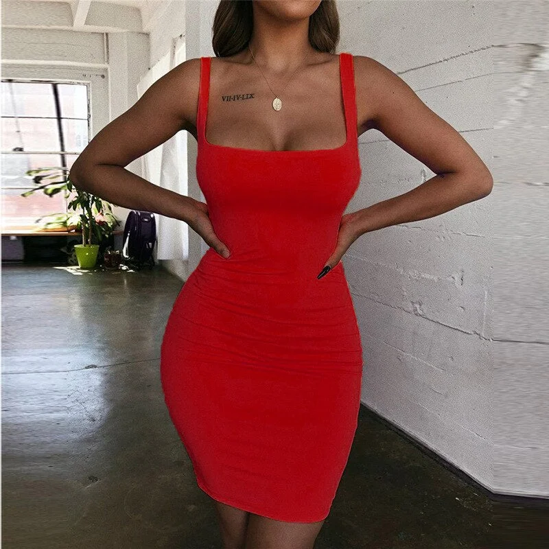 Summer Dress Women 2022 color design Casual Sleeveless Mini Sexy Bodycon Tank Club low neck Dresses robe femme vestidos clothes