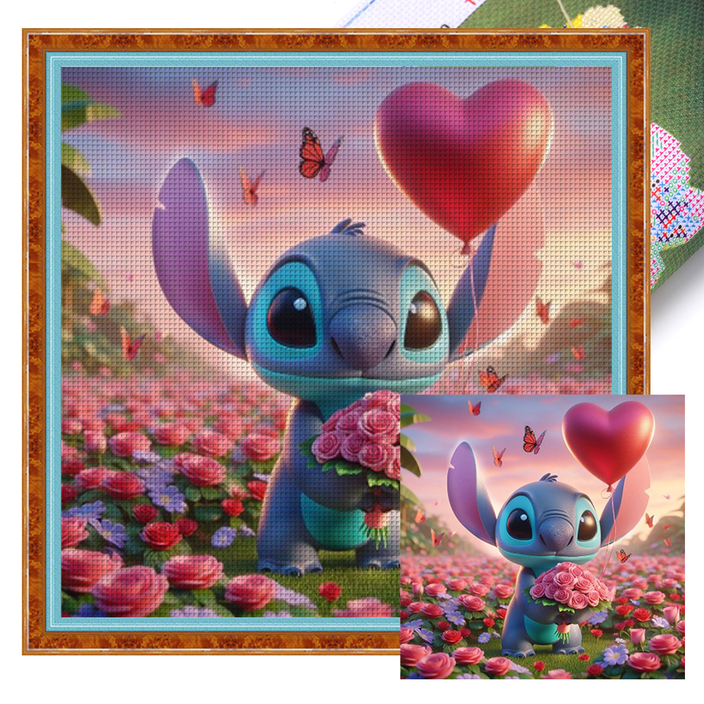 Stitch Holding A Rose Full 11CT Pre-stamped Canvas(40*40cm) Cross Stitch